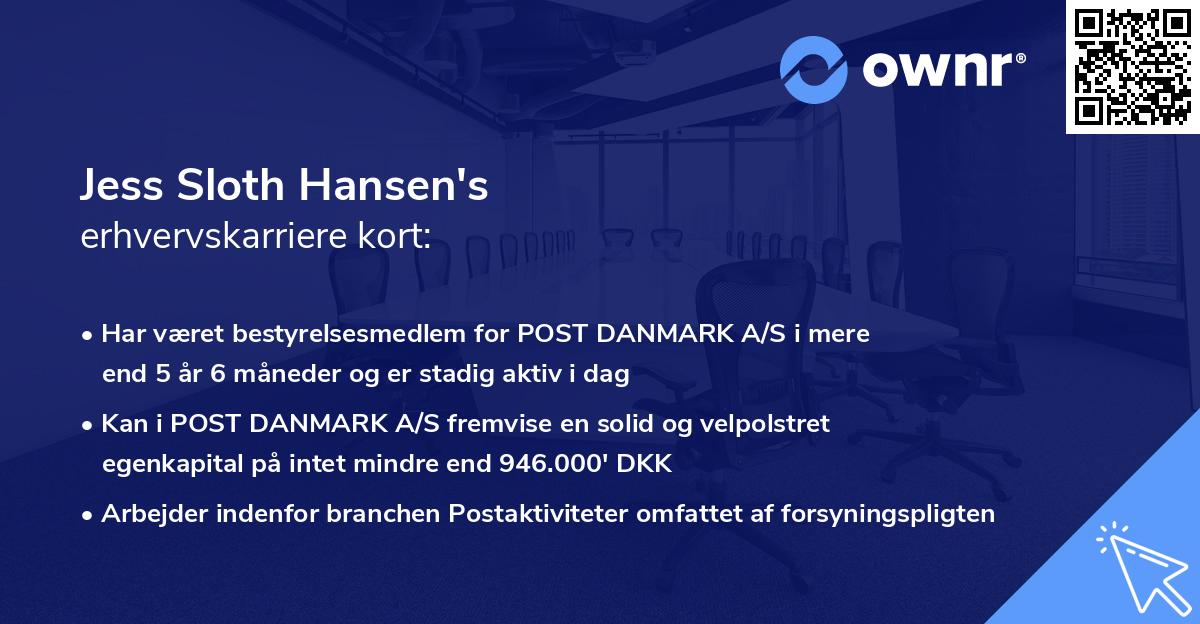 Jess Sloth Hansen's erhvervskarriere kort