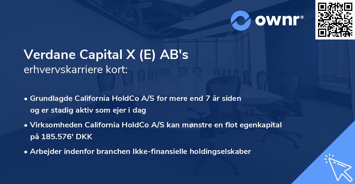 Verdane Capital X (E) AB's erhvervskarriere kort