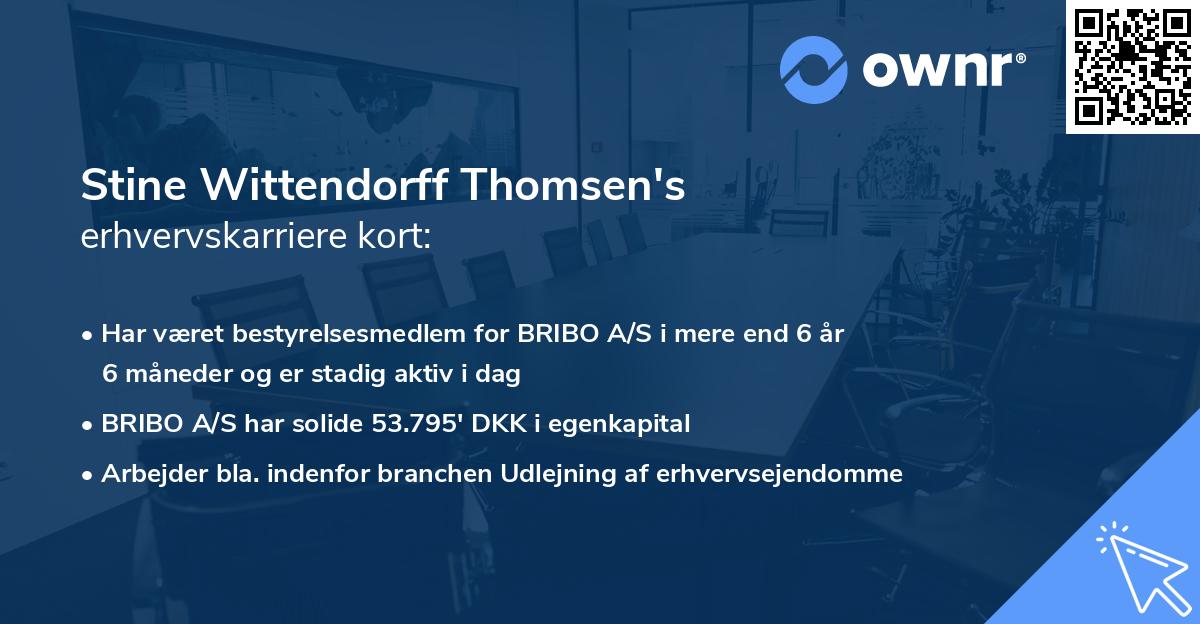 Stine Wittendorff Thomsen's erhvervskarriere kort