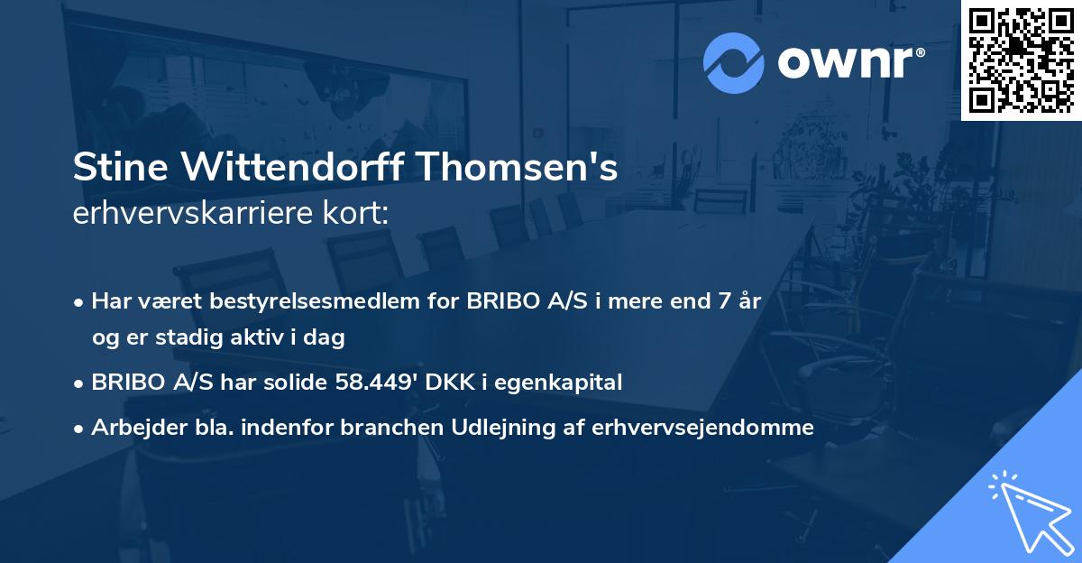 Stine Wittendorff Thomsen's erhvervskarriere kort