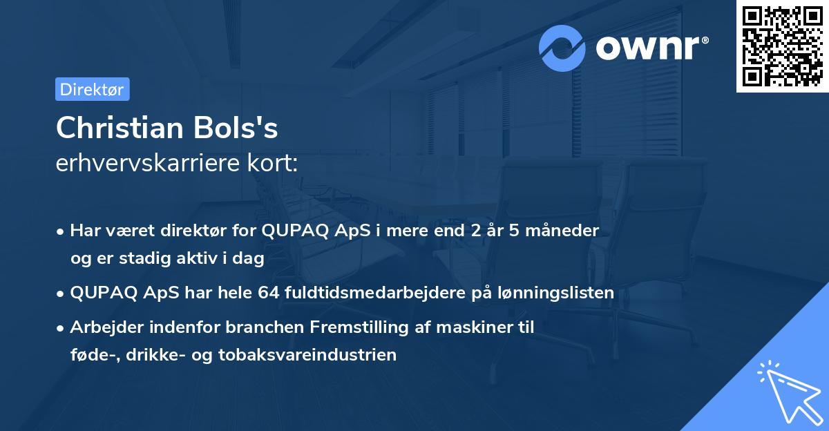 Christian Bols's erhvervskarriere kort