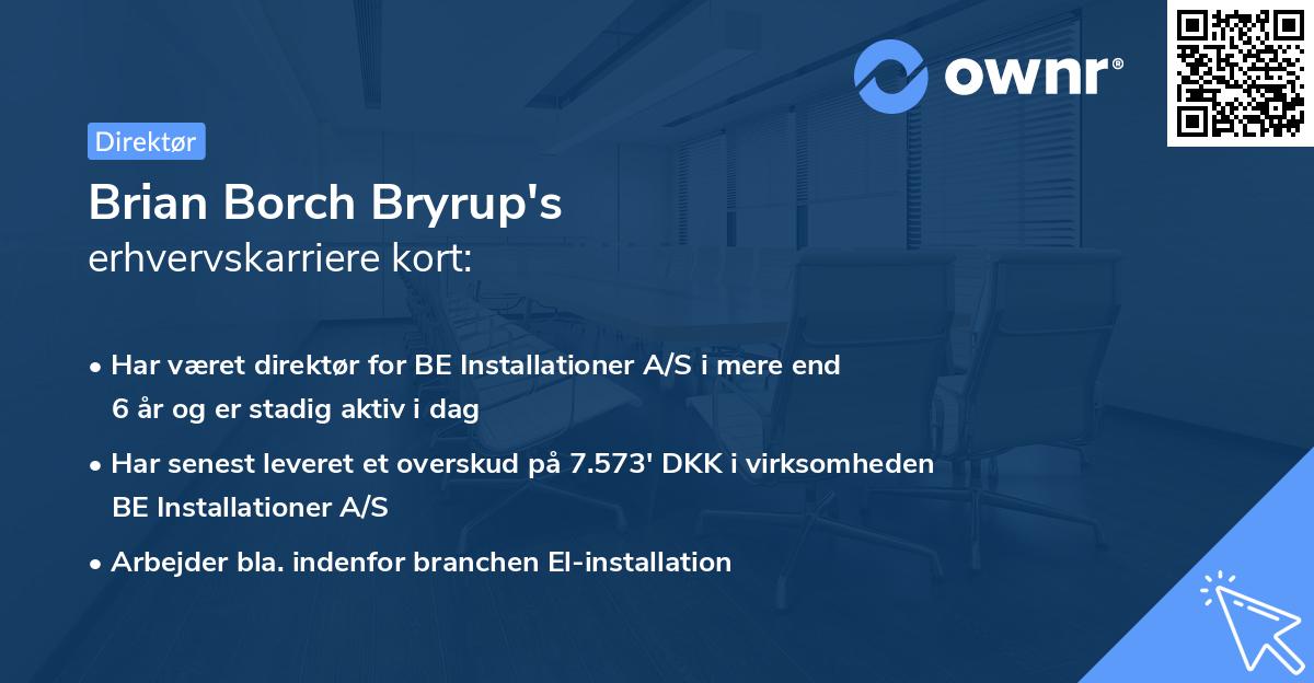 Brian Borch Bryrup's erhvervskarriere kort