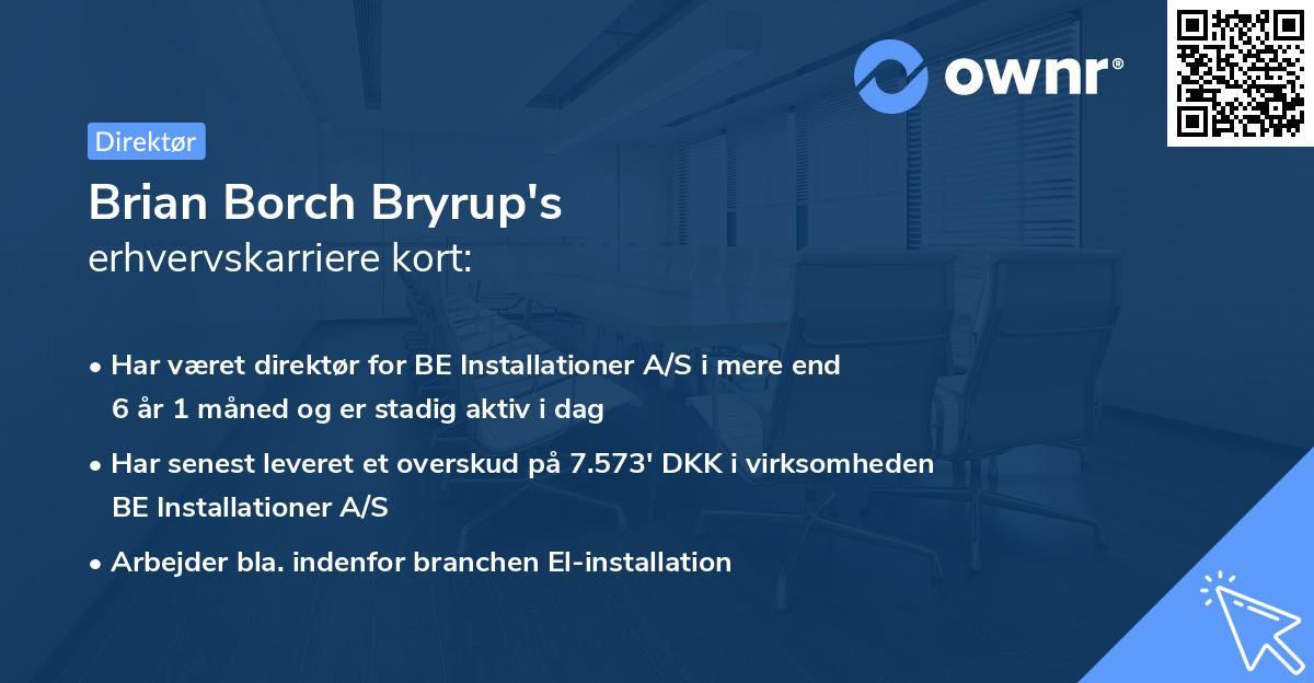 Brian Borch Bryrup's erhvervskarriere kort
