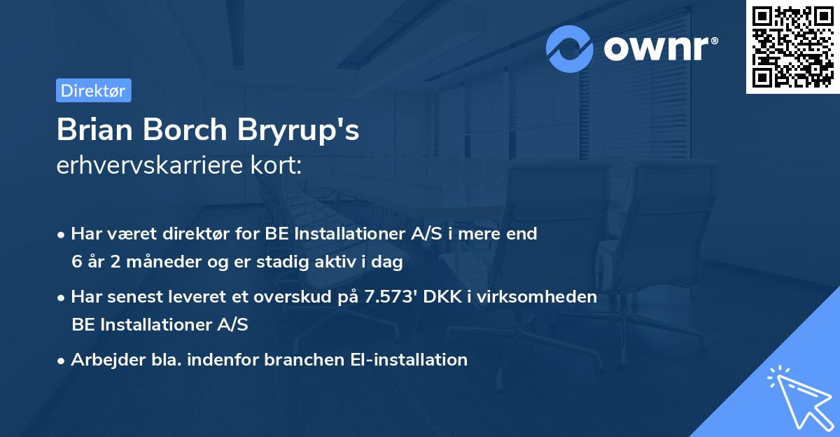 Brian Borch Bryrup's erhvervskarriere kort