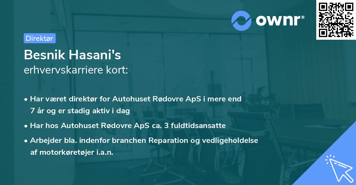 Besnik Hasani's erhvervskarriere kort