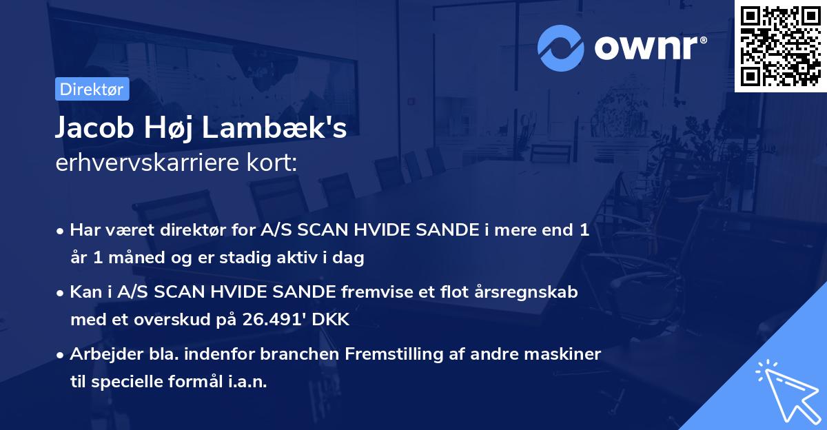 Jacob Høj Lambæk's erhvervskarriere kort