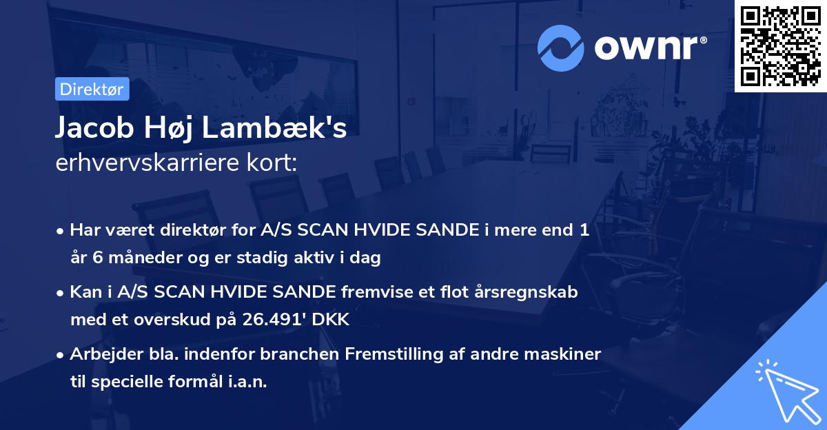 Jacob Høj Lambæk's erhvervskarriere kort