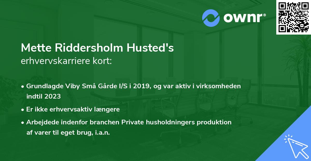 Mette Riddersholm Husted's erhvervskarriere kort