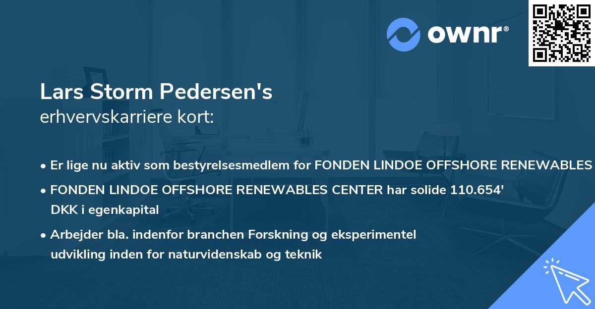 Lars Storm Pedersen's erhvervskarriere kort