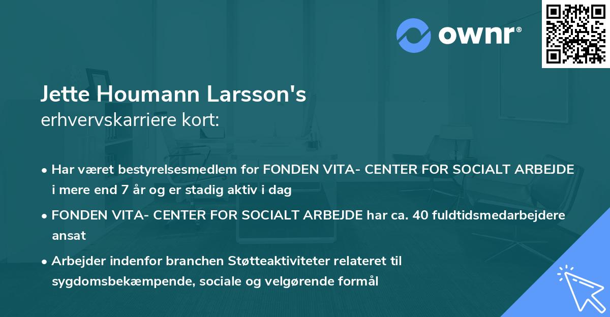 Jette Houmann Larsson's erhvervskarriere kort