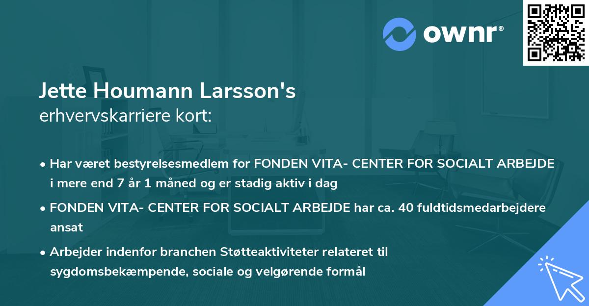 Jette Houmann Larsson's erhvervskarriere kort
