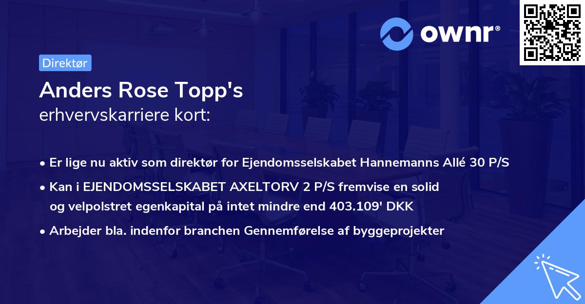 Anders Rose Topp's erhvervskarriere kort
