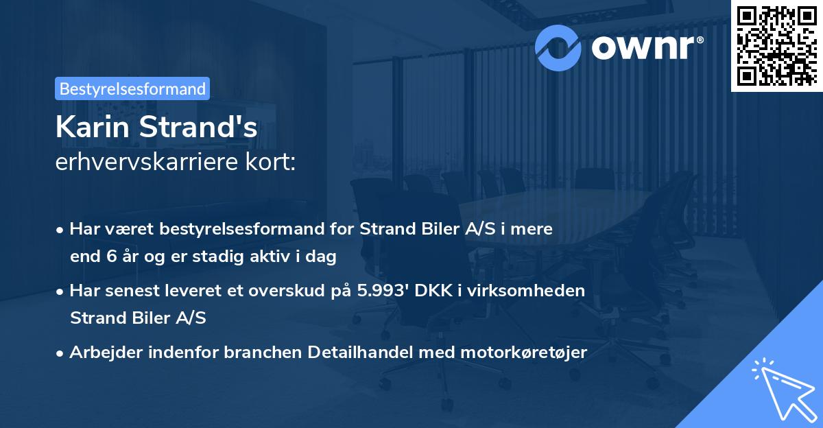 Karin Strand's erhvervskarriere kort