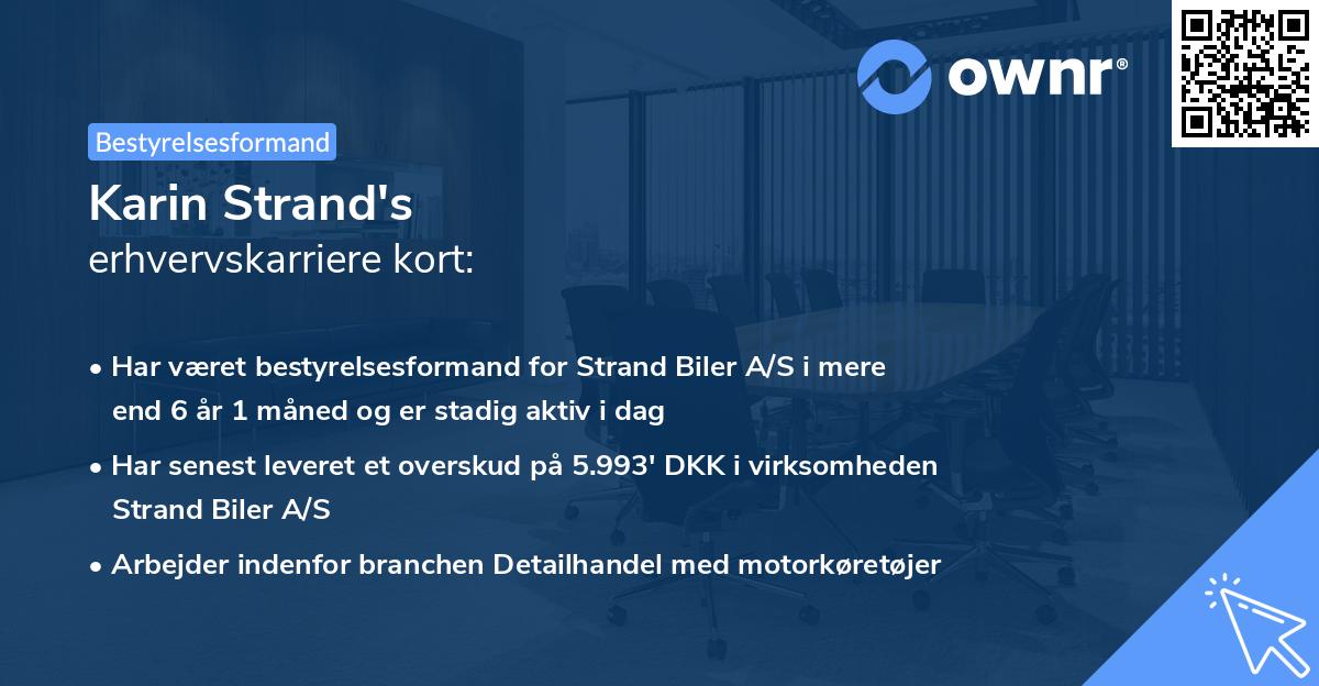 Karin Strand's erhvervskarriere kort
