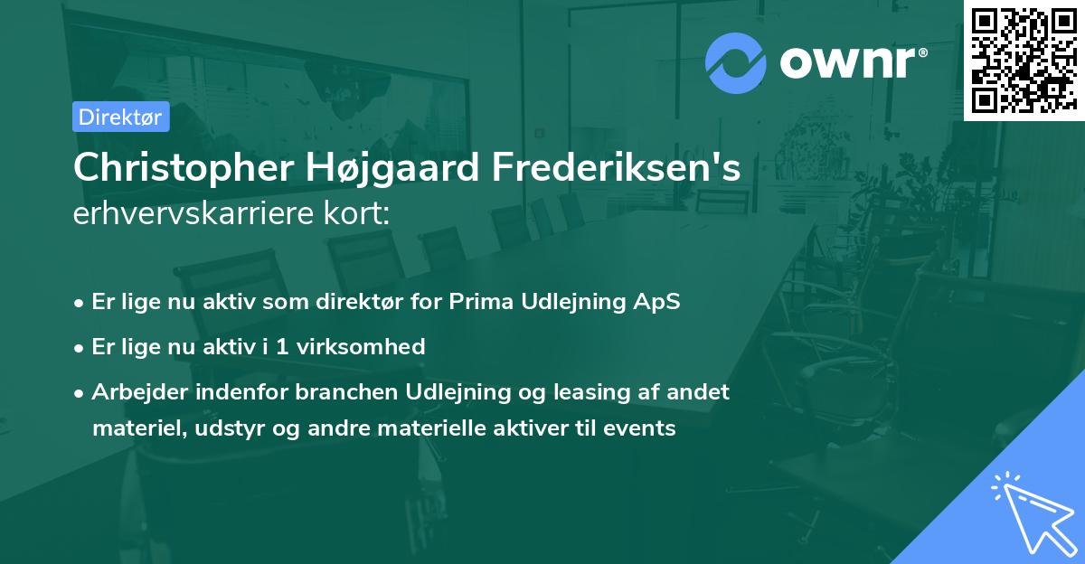 Christopher Højgaard Frederiksen's erhvervskarriere kort