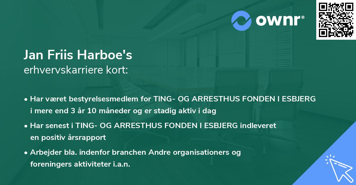 Jan Friis Harboe's erhvervskarriere kort