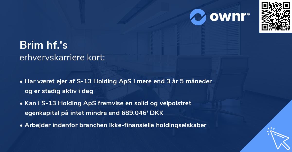 Brim hf.'s erhvervskarriere kort