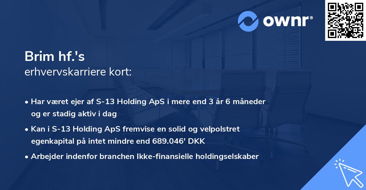 Brim hf.'s erhvervskarriere kort