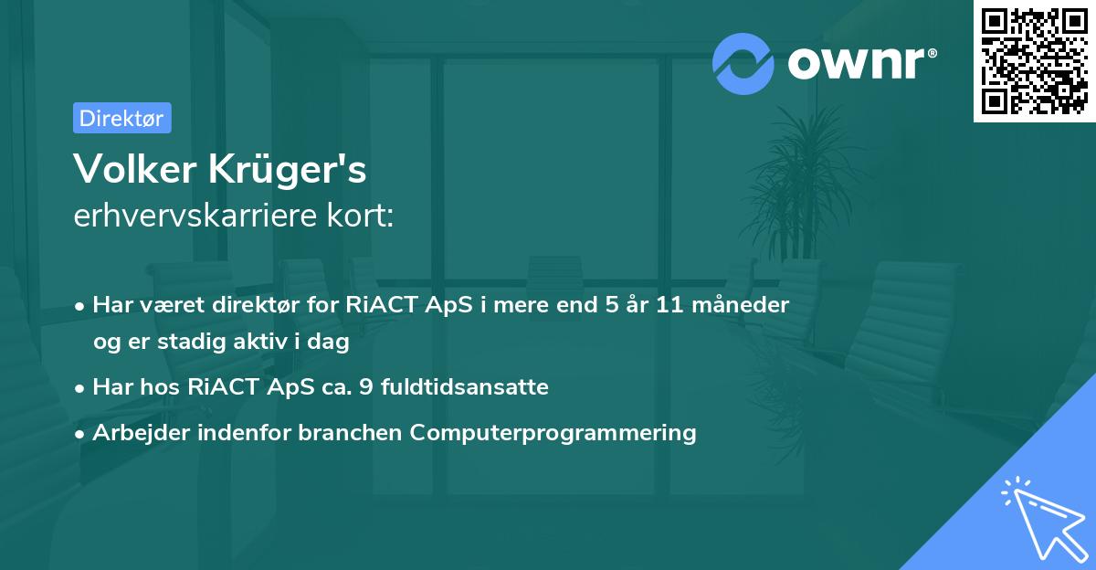 Volker Krüger's erhvervskarriere kort