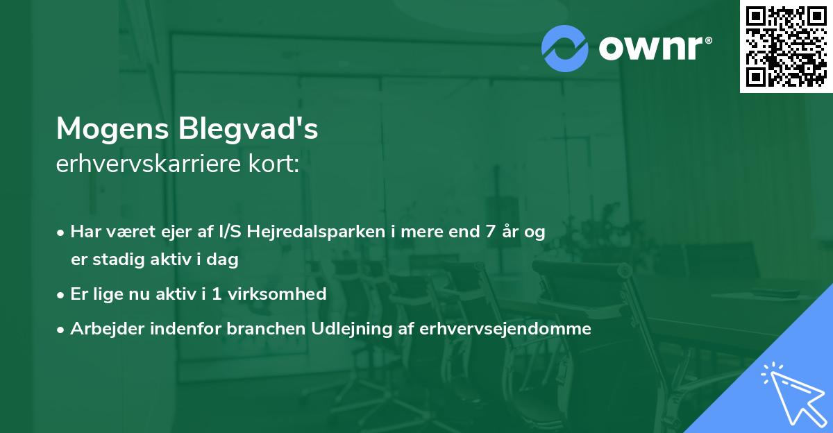 Mogens Blegvad's erhvervskarriere kort