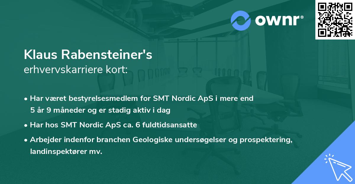 Klaus Rabensteiner's erhvervskarriere kort