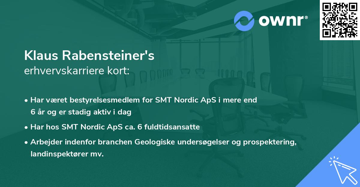 Klaus Rabensteiner's erhvervskarriere kort
