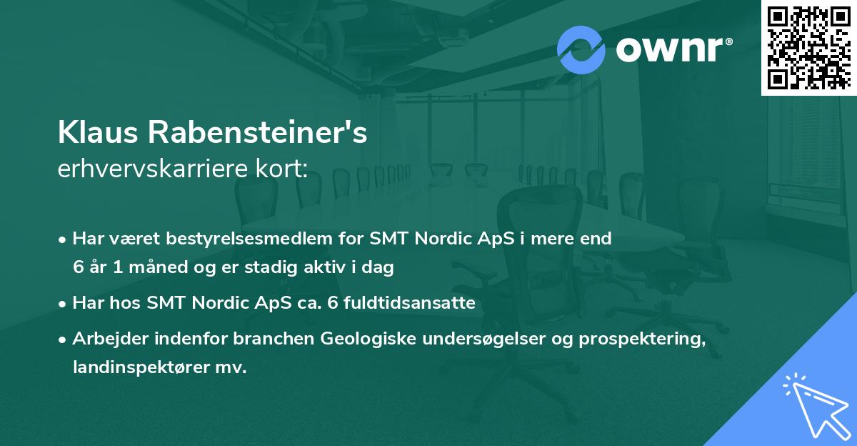 Klaus Rabensteiner's erhvervskarriere kort