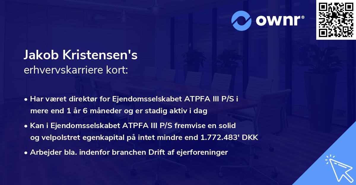 Jakob Kristensen's erhvervskarriere kort