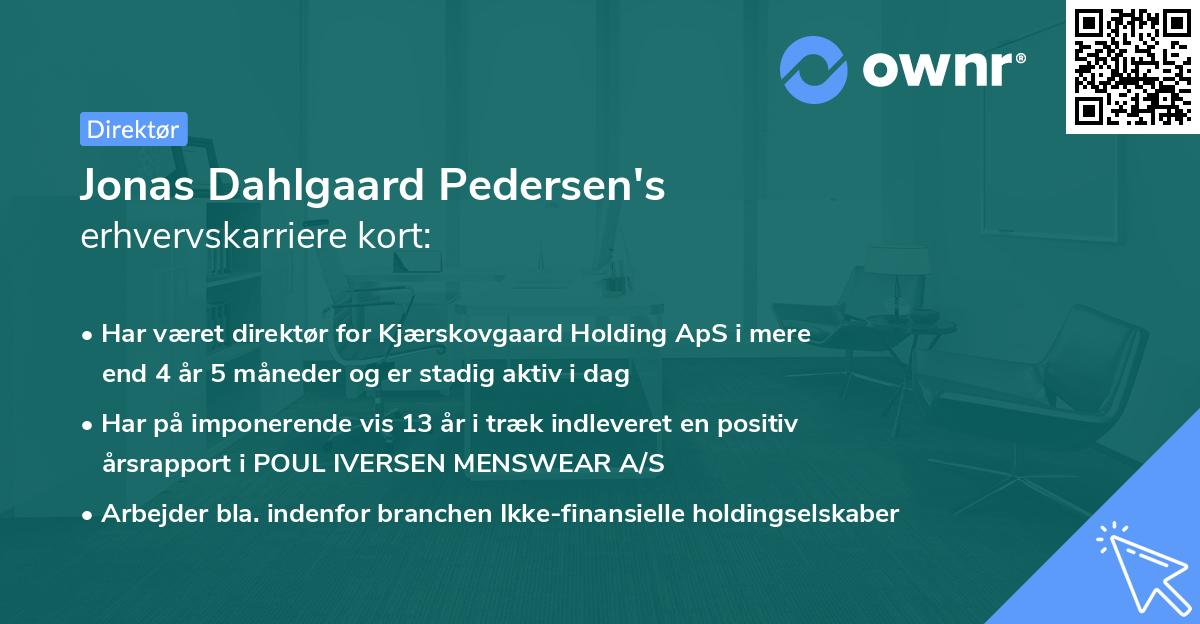 Jonas Dahlgaard Pedersen's erhvervskarriere kort