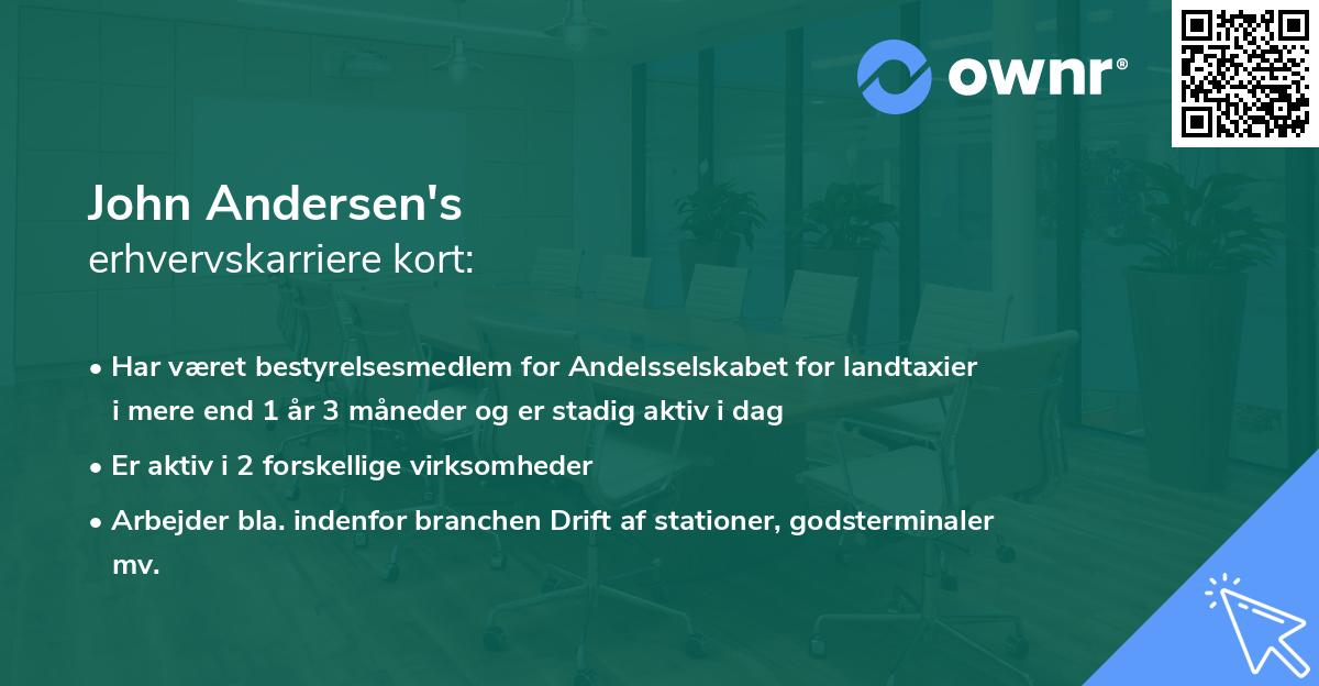 John Andersen's erhvervskarriere kort