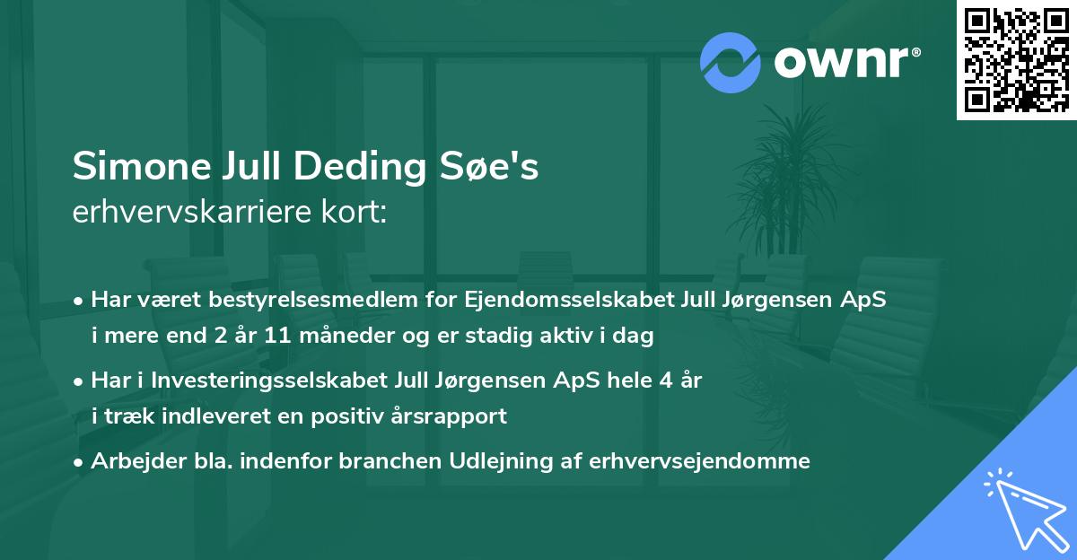 Simone Jull Deding Søe's erhvervskarriere kort