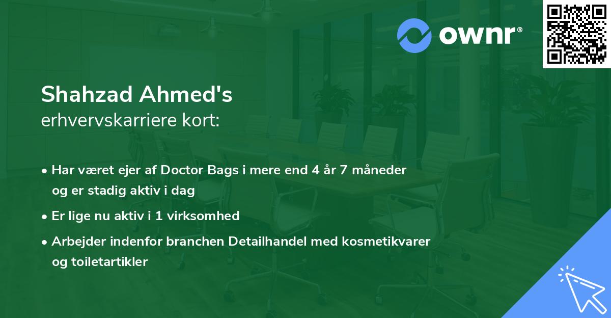 Shahzad Ahmed's erhvervskarriere kort