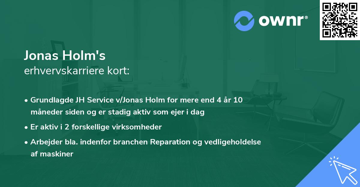 Jonas Holm's erhvervskarriere kort