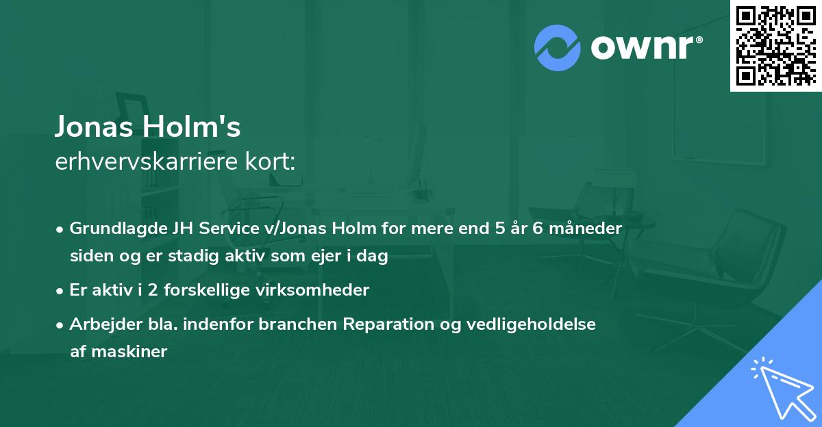 Jonas Holm's erhvervskarriere kort