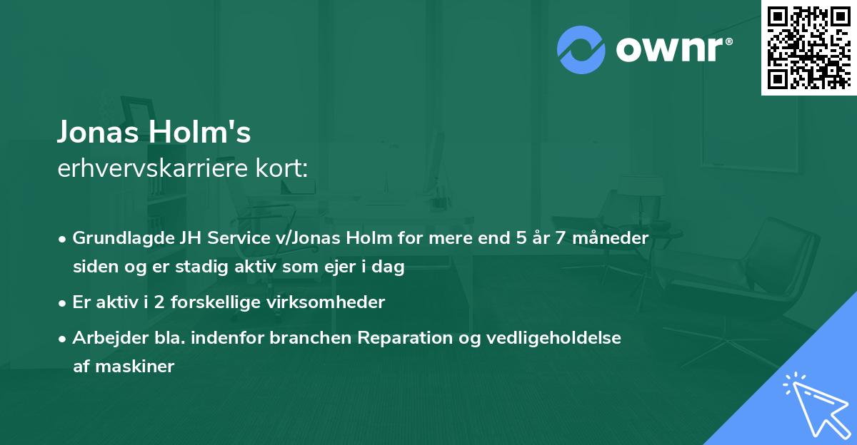 Jonas Holm's erhvervskarriere kort