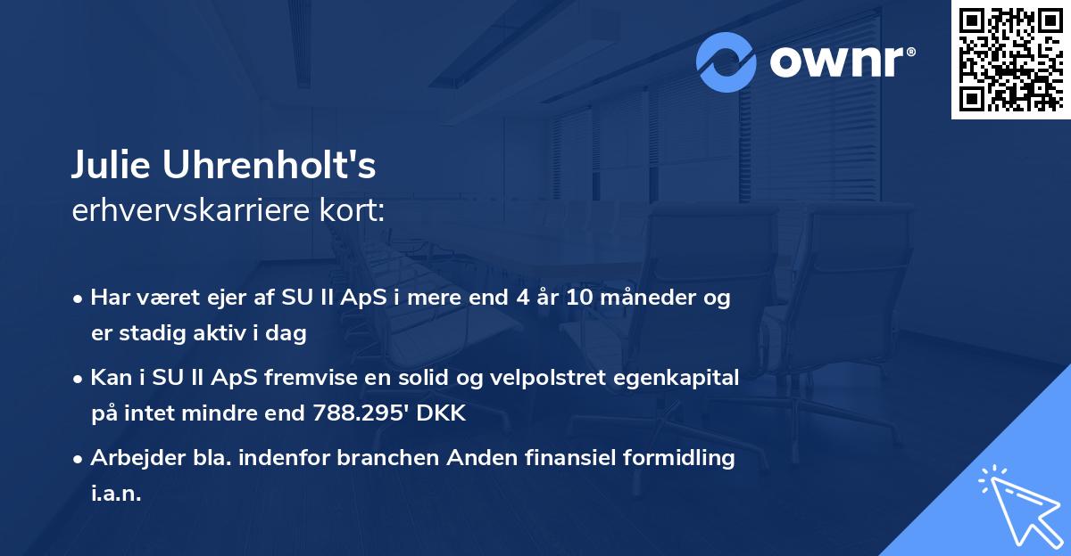 Julie Uhrenholt's erhvervskarriere kort