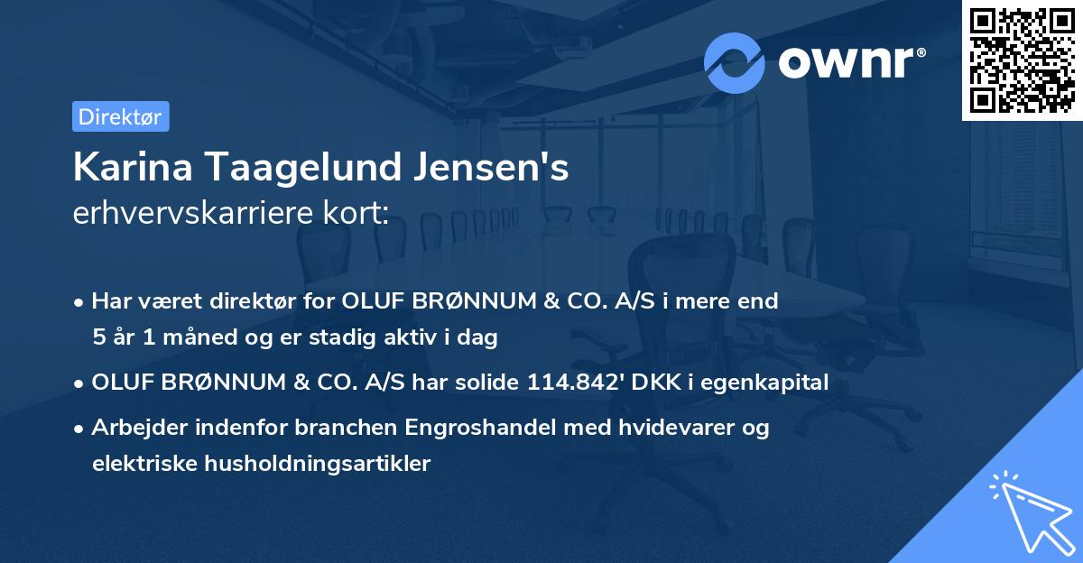 Karina Taagelund Jensen's erhvervskarriere kort