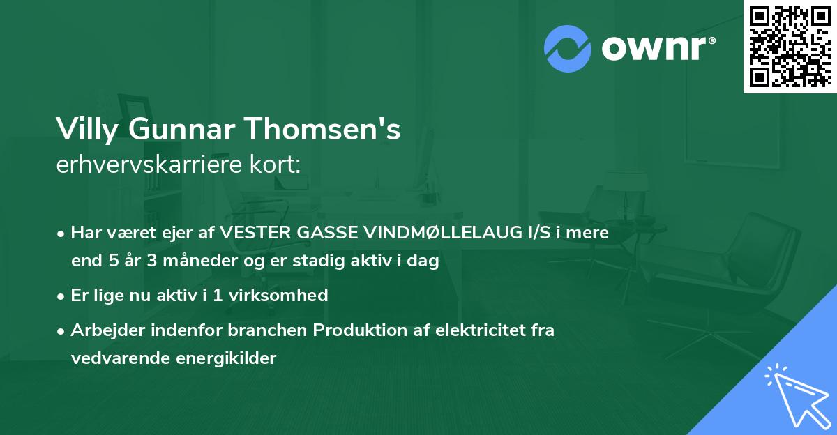 Villy Gunnar Thomsen's erhvervskarriere kort