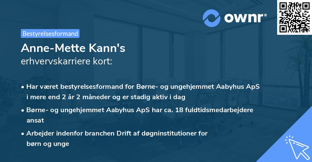 Anne-Mette Kann's erhvervskarriere kort