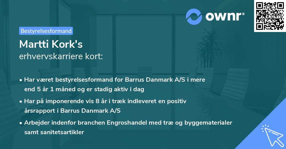 Martti Kork's erhvervskarriere kort