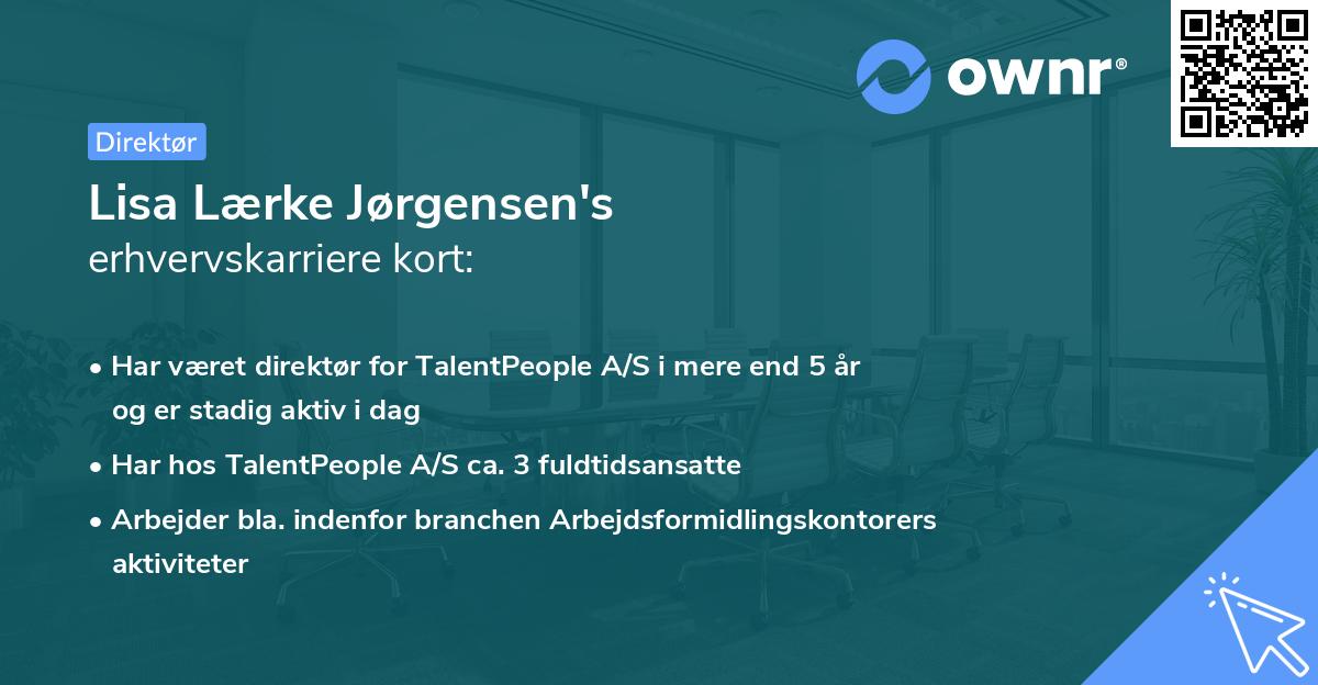 Lisa Lærke Jørgensen's erhvervskarriere kort