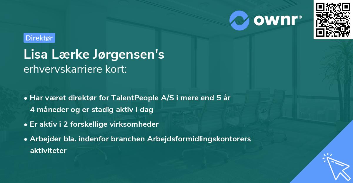 Lisa Lærke Jørgensen's erhvervskarriere kort