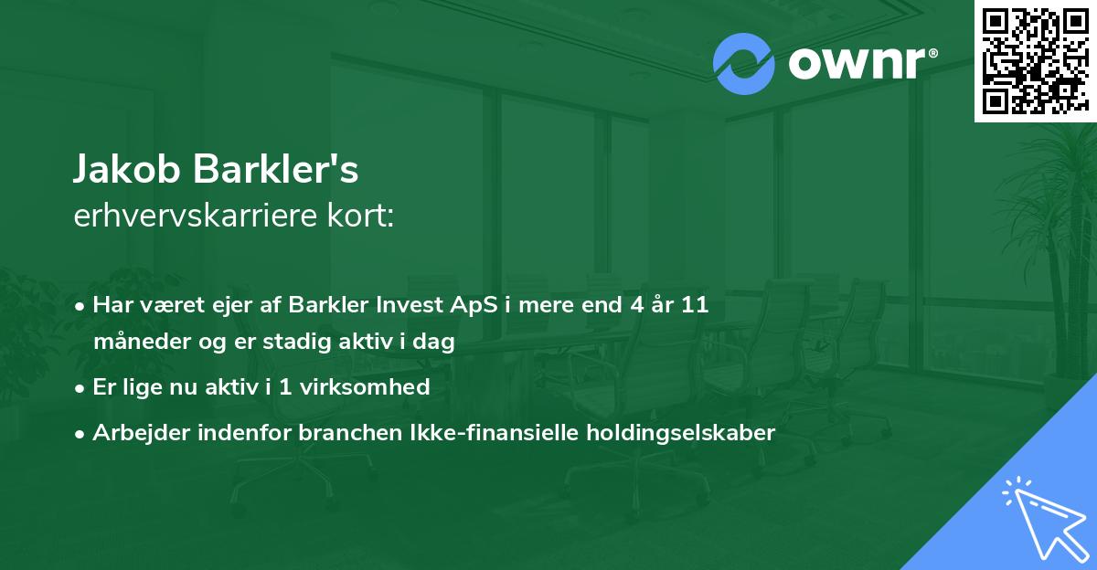 Jakob Barkler's erhvervskarriere kort