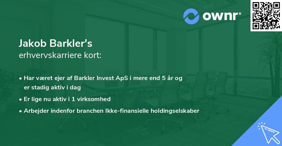 Jakob Barkler's erhvervskarriere kort