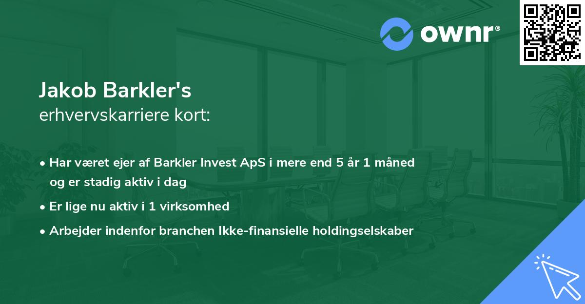 Jakob Barkler's erhvervskarriere kort