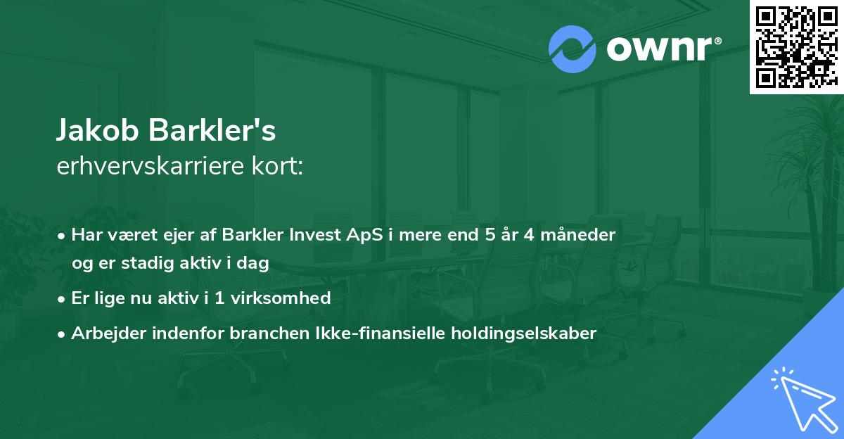 Jakob Barkler's erhvervskarriere kort