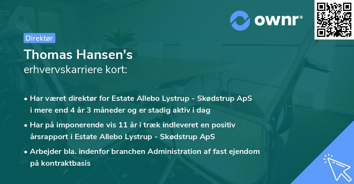 Thomas Hansen's erhvervskarriere kort