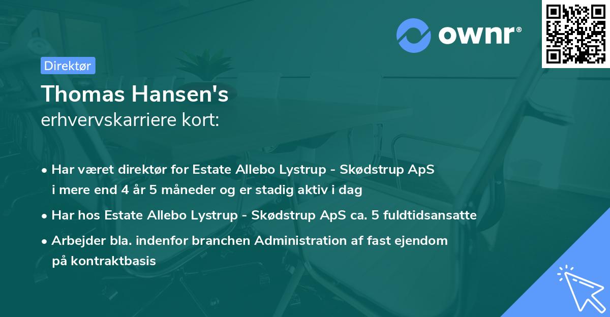 Thomas Hansen's erhvervskarriere kort