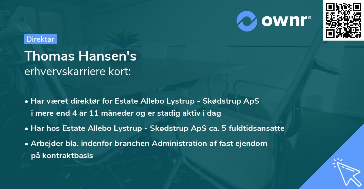 Thomas Hansen's erhvervskarriere kort