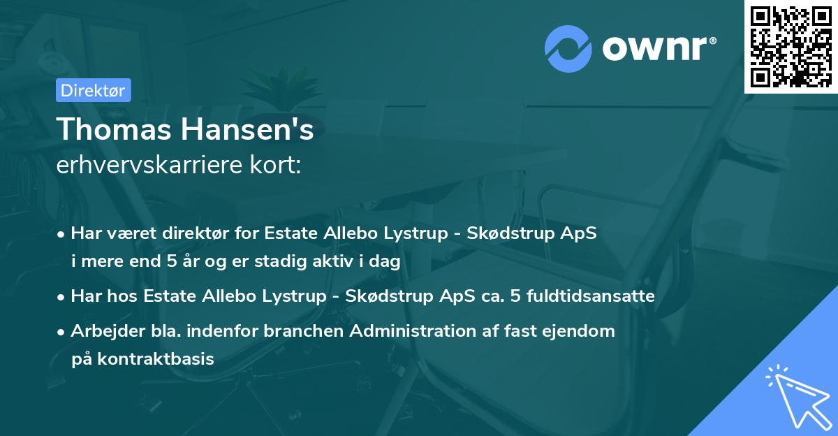 Thomas Hansen's erhvervskarriere kort